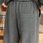 Buddha Stones 2Pcs Winter Solid Men's Tang Suit Frog-Button Cotton Long Sleeve Jacket Pants Set With Pockets - image 15