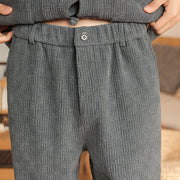 Buddha Stones 2Pcs Winter Solid Men's Tang Suit Frog-Button Cotton Long Sleeve Jacket Pants Set With Pockets - image 13