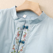 Buddha Stones Winter Flower Embroidery Frog-Button Long Sleeve Women's Thermal Jacket - image 2