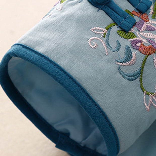 Buddha Stones Winter Flower Embroidery Frog-Button Long Sleeve Women's Thermal Jacket - image 6