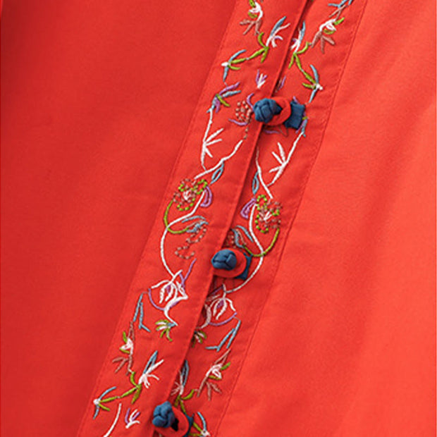 Buddha Stones Winter Flower Embroidery Frog-Button Long Sleeve Women's Thermal Jacket - image 19