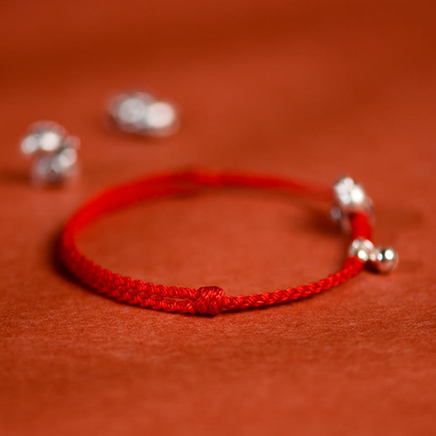 Buddha Stones 999 Sterling Silver Year Of The Horse 925 Sterling Silver Bell String Luck Child Adult Bracelet Anklet - image 4