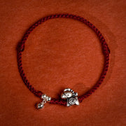 Buddha Stones 999 Sterling Silver Year Of The Horse 925 Sterling Silver Bell String Luck Child Adult Bracelet Anklet - Dark Red Rope - Children's Anklet(Circumference 18-23cm) - image 16