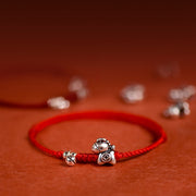 Buddha Stones 999 Sterling Silver Year Of The Horse 925 Sterling Silver Bell String Luck Child Adult Bracelet Anklet - image 0