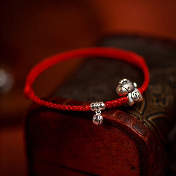 Buddha Stones 999 Sterling Silver Year Of The Horse 925 Sterling Silver Bell String Luck Child Adult Bracelet Anklet - image 7