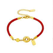 Buddha Stones Peace Buckle Attract Fortune Charm Titanium Steel Red String Connection Bracelet - image 5
