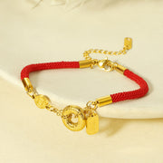 Buddha Stones Peace Buckle Attract Fortune Charm Titanium Steel Red String Connection Bracelet - image 2