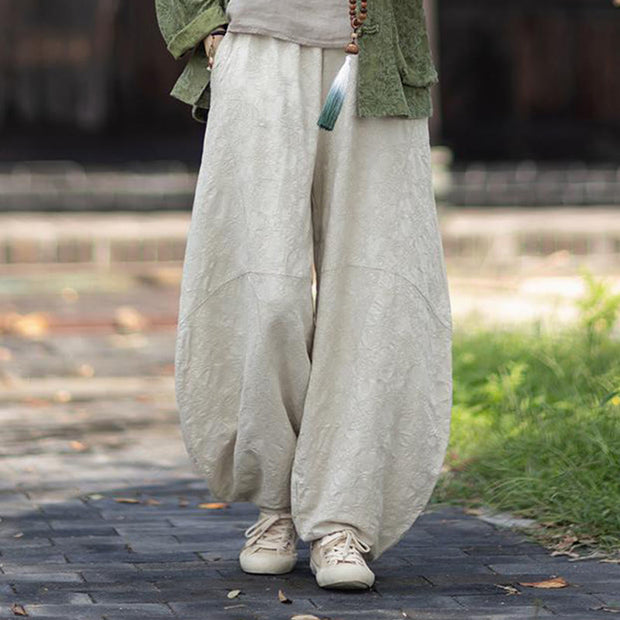 Buddha Stones Fall Jacquard Women's Frog-Button Long Sleeve Shirt Pants Cotton Linen Clothing - Beige Pants - US4-6，UK/AU8-10，EU36-38 (F) - image 29