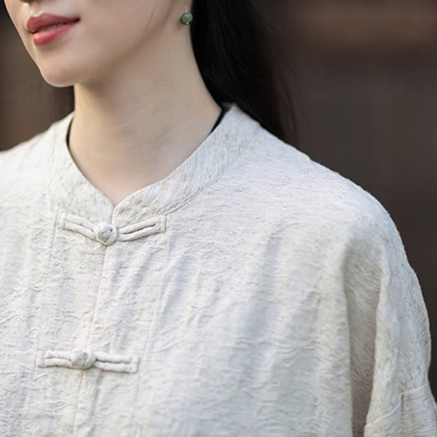 Buddha Stones Fall Jacquard Women's Frog-Button Long Sleeve Shirt Pants Cotton Linen Clothing - image 27