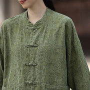 Buddha Stones Fall Jacquard Women's Frog-Button Long Sleeve Shirt Pants Cotton Linen Clothing - image 11