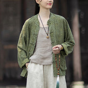 Buddha Stones Fall Jacquard Women's Frog-Button Long Sleeve Shirt Pants Cotton Linen Clothing - image 10