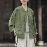 Buddha Stones Fall Jacquard Women's Frog-Button Long Sleeve Shirt Pants Cotton Linen Clothing - image 7