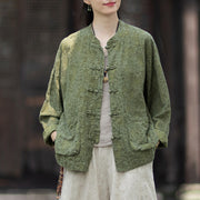 Buddha Stones Fall Jacquard Women's Frog-Button Long Sleeve Shirt Pants Cotton Linen Clothing - image 6