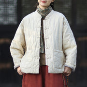 Buddha Stones Winter Curved Lines Frog-Button Ramie Cotton Long Sleeve Women's Thermal Jacket With Pockets - Linen - US4-12，UK/AU8-16，EU36-44 (F) - image 14