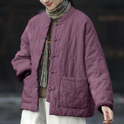 Buddha Stones Winter Curved Lines Frog-Button Ramie Cotton Long Sleeve Women's Thermal Jacket With Pockets - image 39