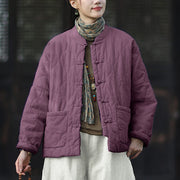 Buddha Stones Winter Curved Lines Frog-Button Ramie Cotton Long Sleeve Women's Thermal Jacket With Pockets - image 41