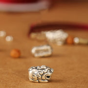 Buddha Stones 999 Sterling Silver Pixiu Charm Peach Wood Bead Handmade String Braided Bracelet Anklet - image 20