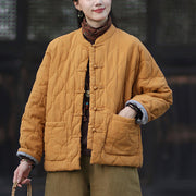 Buddha Stones Winter Curved Lines Frog-Button Ramie Cotton Long Sleeve Women's Thermal Jacket With Pockets - image 8