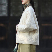 Buddha Stones Winter Curved Lines Frog-Button Ramie Cotton Long Sleeve Women's Thermal Jacket With Pockets - image 17