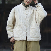 Buddha Stones Winter Curved Lines Frog-Button Ramie Cotton Long Sleeve Women's Thermal Jacket With Pockets - image 21