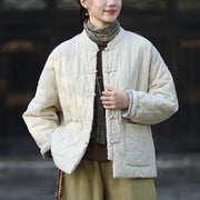 Buddha Stones Winter Curved Lines Frog-Button Ramie Cotton Long Sleeve Women's Thermal Jacket With Pockets - image 15