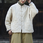 Buddha Stones Winter Curved Lines Frog-Button Ramie Cotton Long Sleeve Women's Thermal Jacket With Pockets - image 19