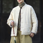 Buddha Stones Winter Curved Lines Frog-Button Ramie Cotton Long Sleeve Women's Thermal Jacket With Pockets - image 18