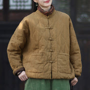 Buddha Stones Winter Curved Lines Frog-Button Ramie Cotton Long Sleeve Women's Thermal Jacket With Pockets - image 30