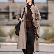 Buddha Stones Winter Solid Frog-Button Ramie Cotton Women's Long Sleeve Thermal Coat With Pockets - Tan - US6，UK/AU10，EU38 (M) - image 24