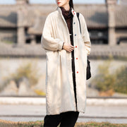 Buddha Stones Winter Solid Frog-Button Ramie Cotton Women's Long Sleeve Thermal Coat With Pockets - image 6