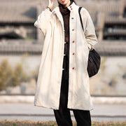 Buddha Stones Winter Solid Frog-Button Ramie Cotton Women's Long Sleeve Thermal Coat With Pockets - image 7