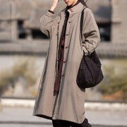 Buddha Stones Winter Solid Frog-Button Ramie Cotton Women's Long Sleeve Thermal Coat With Pockets - image 31