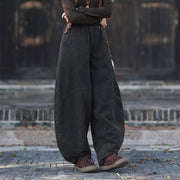 Buddha Stones Winter Elastic Waist Ramie Cotton Thermal Women's Pants With Pockets - image 22