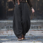 Buddha Stones Winter Elastic Waist Ramie Cotton Thermal Women's Pants With Pockets - image 21