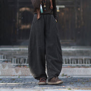 Buddha Stones Winter Elastic Waist Ramie Cotton Thermal Women's Pants With Pockets - image 24