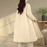 Buddha Stones Winter V-Neck Buttons Long Sleeve Thermal Women's Cotton Coat With Pockets - image 15