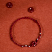 Buddha Stones Cinnabar Peace Buckle Handmade String Adjustable Bracelet Anklet - image 14