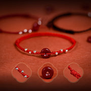 Buddha Stones Cinnabar Peace Buckle Handmade String Adjustable Bracelet Anklet - image 6