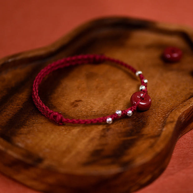 Buddha Stones Cinnabar Peace Buckle Handmade String Adjustable Bracelet Anklet - image 16