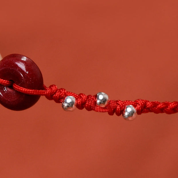 Buddha Stones Cinnabar Peace Buckle Handmade String Adjustable Bracelet Anklet - image 7