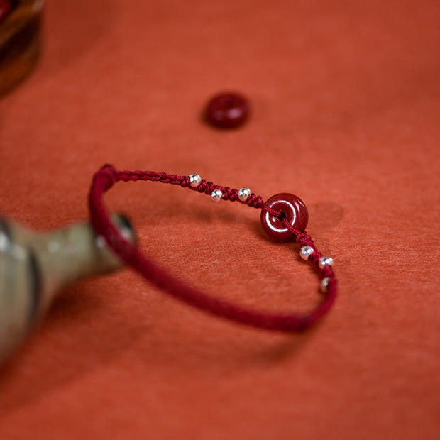 Buddha Stones Cinnabar Peace Buckle Handmade String Adjustable Bracelet Anklet - image 15