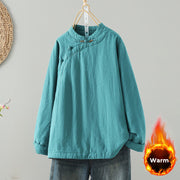 Buddha Stones Vintage Winter Frog-Button Cotton Long Sleeve Women's Thermal Jacket - DarkTurquoise - US8-10，UK/AU12-14，EU40-42 (2XL) - image 1