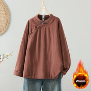 Buddha Stones Vintage Winter Frog-Button Cotton Long Sleeve Women's Thermal Jacket - DarkSalmon - US8-10，UK/AU12-14，EU40-42 (2XL) - image 18