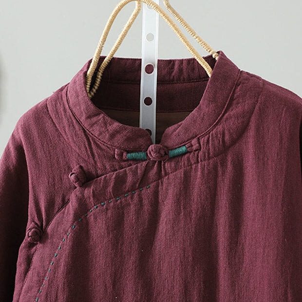 Buddha Stones Vintage Winter Frog-Button Cotton Long Sleeve Women's Thermal Jacket - image 14