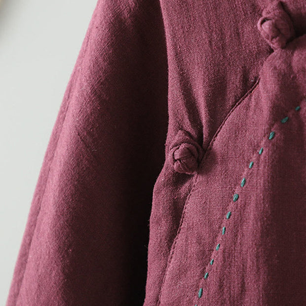 Buddha Stones Vintage Winter Frog-Button Cotton Long Sleeve Women's Thermal Jacket - image 15