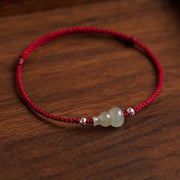 Buddha Stones Gourd Hetian Jade Red String Prosperity Bracelet Anklet - image 4