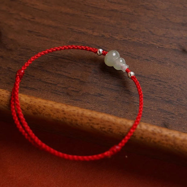 Buddha Stones Gourd Hetian Jade Red String Prosperity Bracelet Anklet - image 12