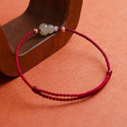 Buddha Stones Gourd Hetian Jade Red String Prosperity Bracelet Anklet - image 2