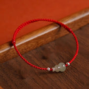 Buddha Stones Gourd Hetian Jade Red String Prosperity Bracelet Anklet - image 10