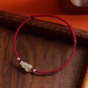 Buddha Stones Gourd Hetian Jade Red String Prosperity Bracelet Anklet - image 0